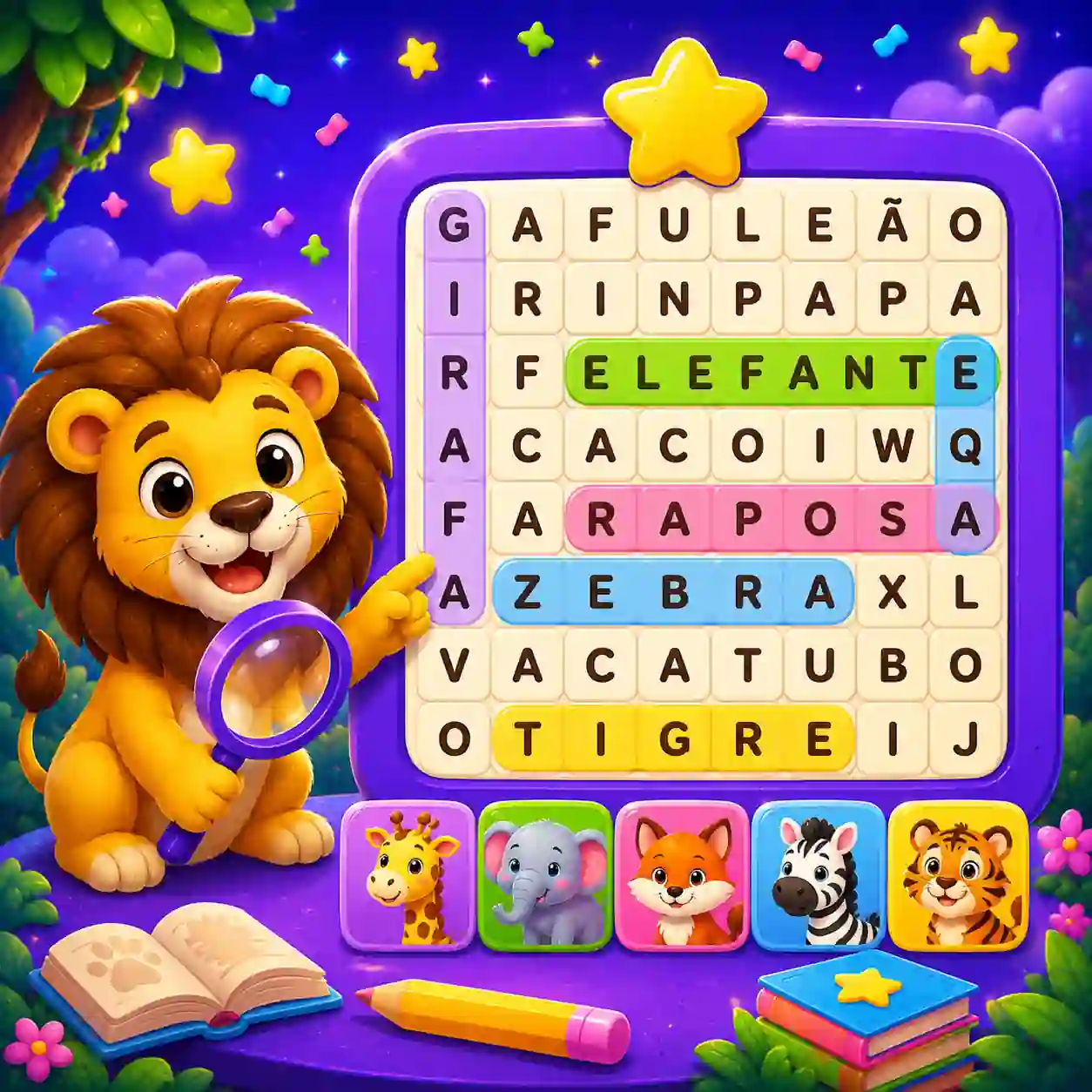 Caça-Palavras dos Animais Online Grátis