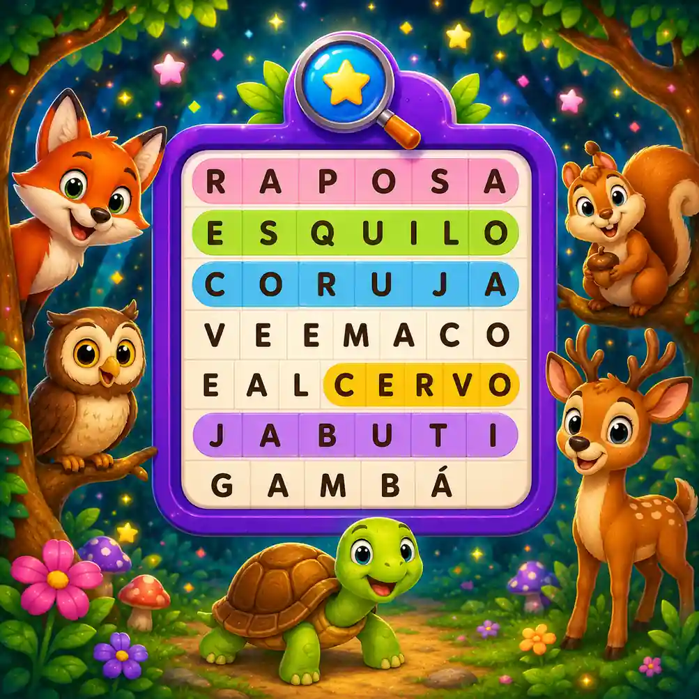 Caça-Palavras dos Animais da Floresta Online