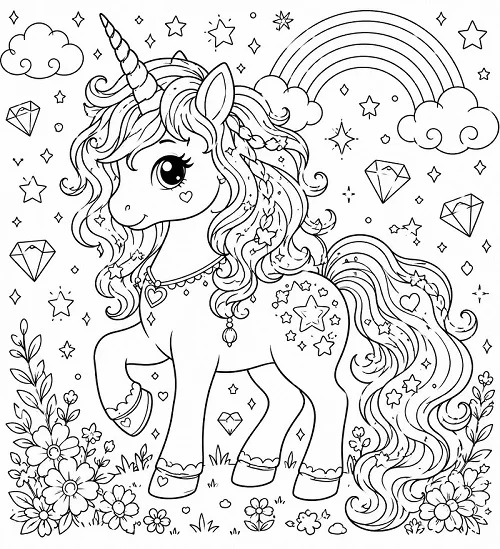 Desenho de unicórnio para colorir online para crianças