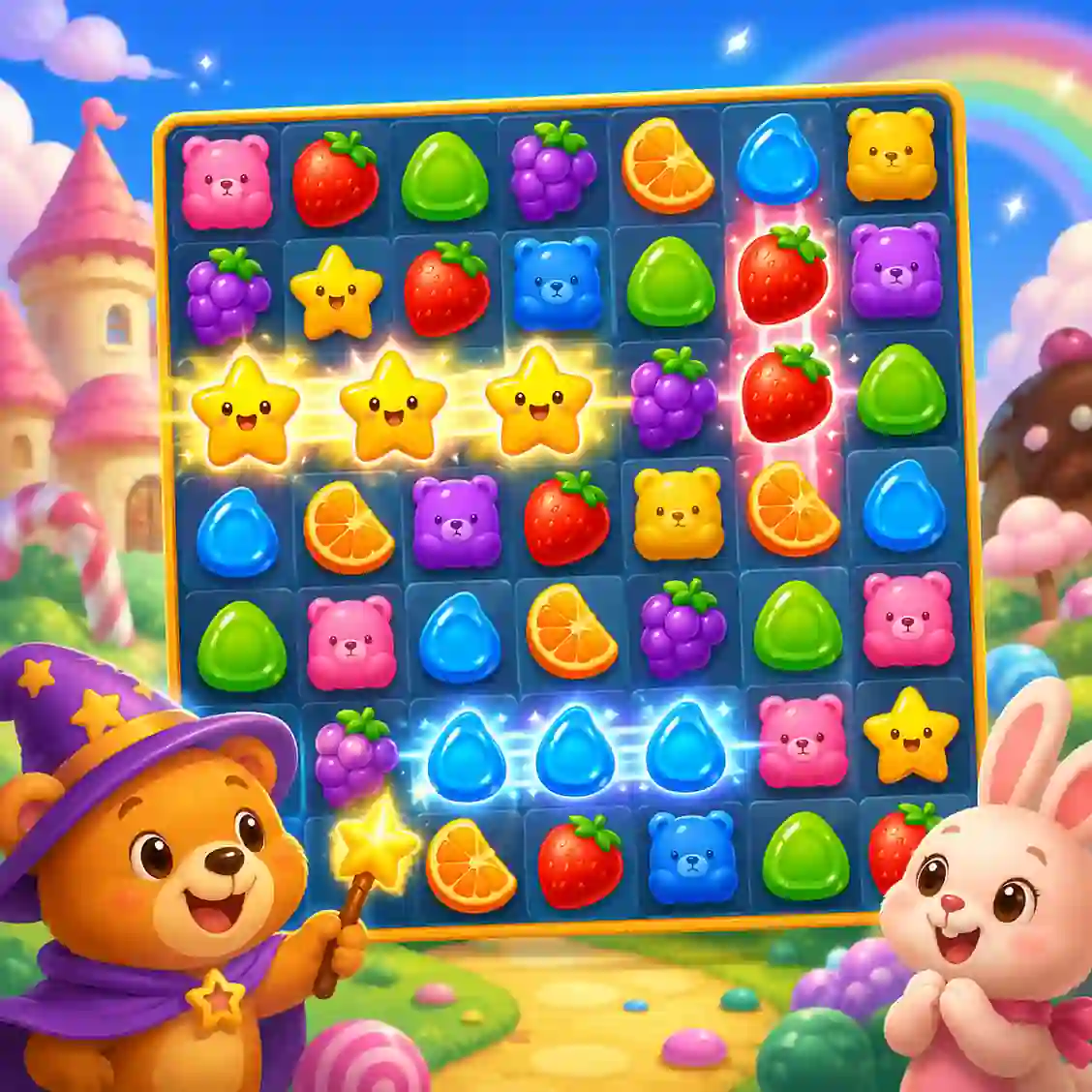 Jogo de Combinar 3 – Doces Encantados Online Kids